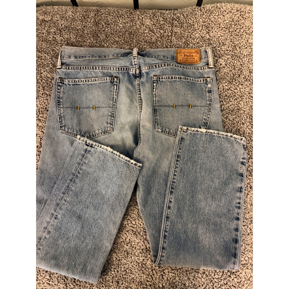 Polo Ralph Lauren Hampton Straight Jeans 35x30 Light Wash Americana Preppy
